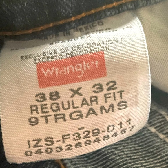 WRANGLER®➰FIVE STAR PREMIUM DENIM REGULAR FIT JEAN IN DARK STONEWASH Size38Wx32L - Picture 7 of 8